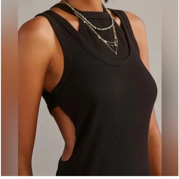 TLA by Anthropologie layered ribbed tank dress black size small goth - Picture 1 of 8